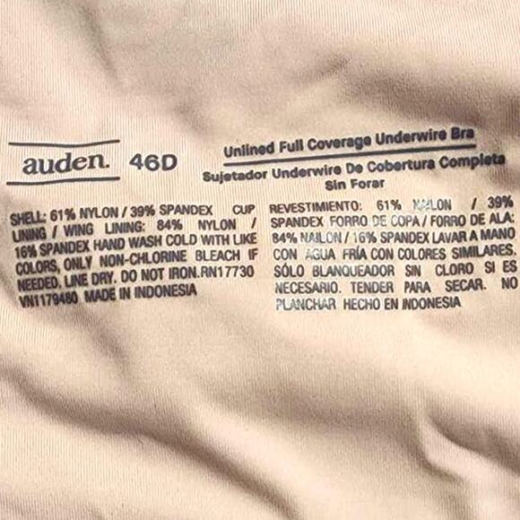 Auden Unlined Full Coverage Underwire Bra Pink DD DDD NEW - Picture 3 of 11